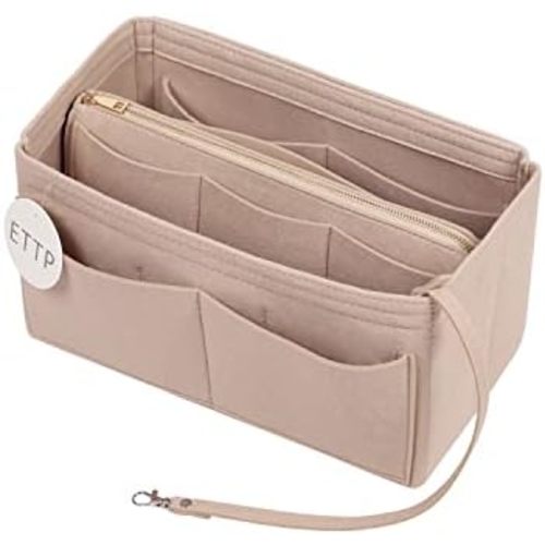 Purse Organizer Insert, Felt Tote Organizer Insert With Metal Zipper, Handbag Organizer For Speedy, Neverfull, Tote, Handbag, 7 Colors 5 Sizes