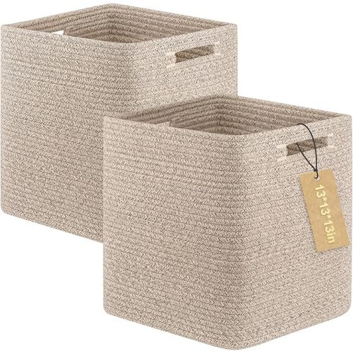 OIAHOMY 2 PACK Cube Storage Bin 13 Inch Collapsible Storage Cube Brown
