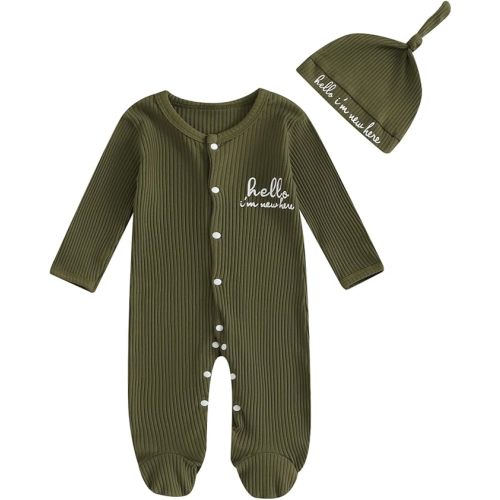 MERSARIPHY Newborn Baby Boy Girl Clothes Hi I'm New Here Coming Home From Hospital Outfits Gender Neutral One Piece Romper