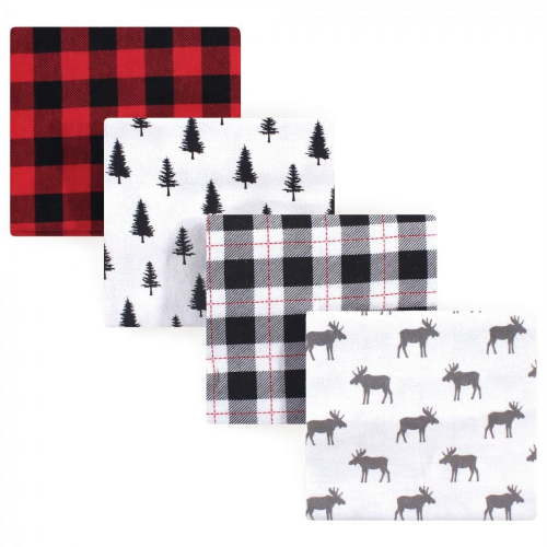 Hudson Baby Infant Boy Cotton Flannel Receiving Blankets, Gray Moose, One Size