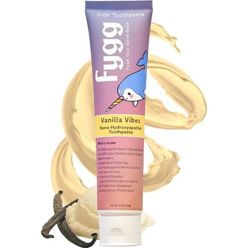 Nano Hydroxyapatite Toothpaste (Vanillia Vibes) | Vanilla Kids Tooth Paste with Prebiotics (4 Oz) | Natural & Fluoride-Free | Proprietary Enamel Remineralizing & Repair | Dentist Formulated