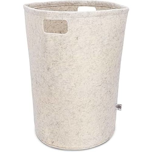 Parker Baby Nursery Laundry Hamper - Felt Storage Basket and Baby Hamper for Nursery (White)