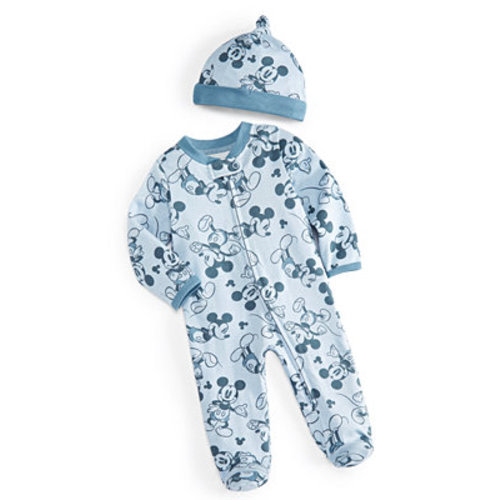 Baby Mickey Mouse Hooray Footed Coverall & Hat, 2 Piece Set