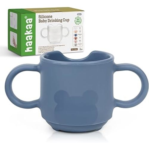haakaa Silicone Toddler Cups, BPA Free Drop-Proof Training Cups for Baby 6 Months+, 5 Ounce (Bluestone)