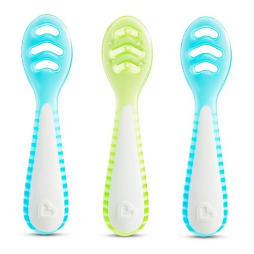 Munchkin Gentle Dip Self-Feeding Spoons - Blue/Mint - 3pk