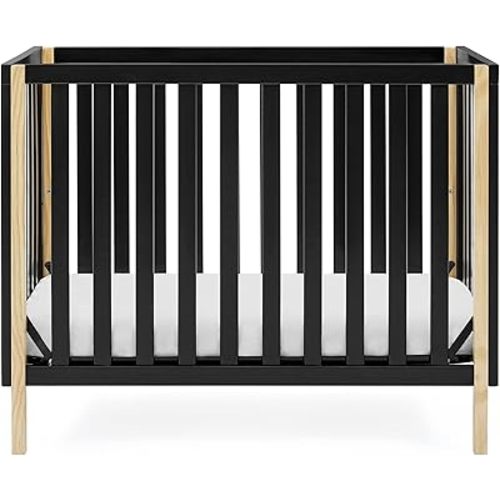 Delta Children Gio Mini Crib with 2.75" Mattress Included, Ebony/Natural