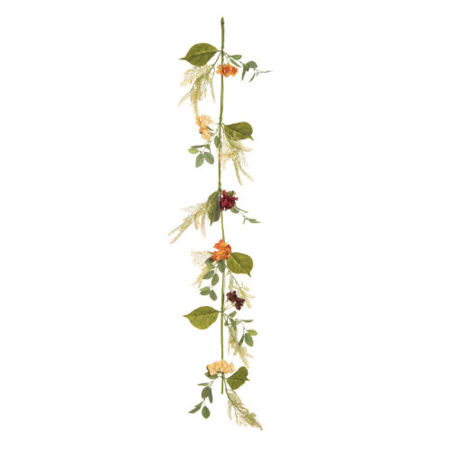 Dakota Fields Fabric 60 in. Multicolor Harvest Eucalyptus and Moody Flower Garland | Wayfair