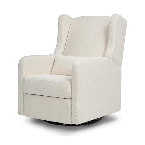Davinci Carter’s Arlo 270° Swivel Rocker Recliner Chair - GREENGUARD Gold, FSC & Certi-PUR US Certified - Ultra Comfy Nursery Glider Recliner - Glider Rocking Chair for Nursery and Living Room, Ivory