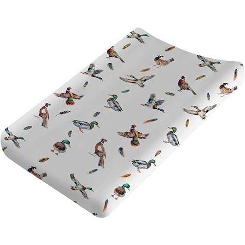 Country Duck Pheasant Baby Changing Pad Cover Wild Ducks Birds Feathers Baby Diaper Changing Table Sheets for Boy Girl Soft Breathable Stretch Fitted Diaper Change Table Pad Mats Covers 32''x16''