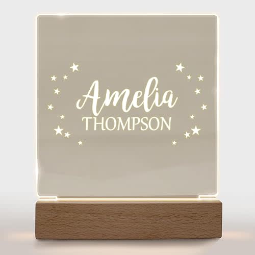 Personalized Night Light for Kids Girls Boys Customized Gifts for Baby Custom Nursery Lamp Bedroom Decor Stars