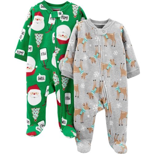 Simple Joys by Carter's Baby Holiday Fleece Footed Sleep and Play, Pack of 2
