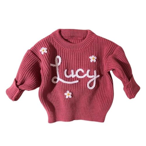 Custom Baby Sweater with Name, Embroidered Knit Top, Personalized Infant Clothes, Baby Girl Homecoming Outfit, Ideal Multicolor