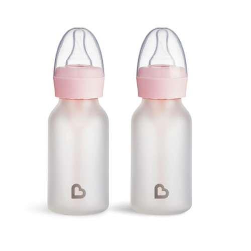 Bond® Silicone Glass Bottle 4oz, 2pk, Pink | Munchkin