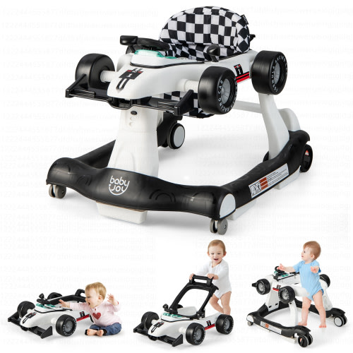 Costway 4-in-1 Baby Walker Foldable Activity Push Walker Adjustable White