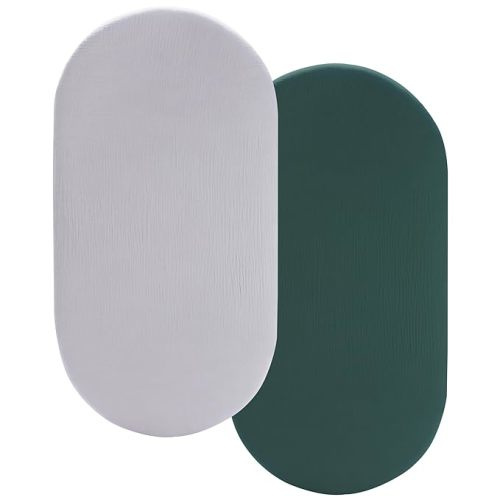 Pro Goleem Muslin Bassinet Sheet for Boys and Girls, Soft Breathable Fitted Cotton Baby Sheets Set for Oval Hourglass and Rectangular Bassinet Mattress, Neutral, 2 Pack (Grey＆Green) - Grey＆green - 2 Pack Bassinet Sheets
