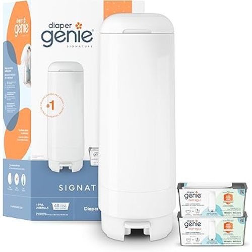 Diaper Genie Signature Gift Set | Includes Easy Roll Refill with 48 Bags | Holds Up to 2256 Newborn Diapers