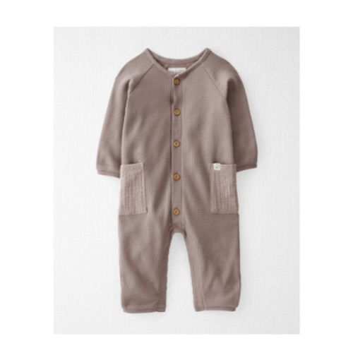 Baby Organic Cotton Waffle Knit Button-Down Jumpsuit