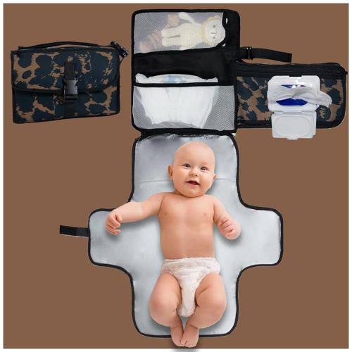 Portable Changing Pad for Baby,Foldable Diaper Travel Changing mat with Waterproof PEVA Mat Perfect for Newborns and Infants (Leopard)