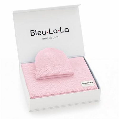 Bleu La La Luxe Collection 100% Organic Luxury Knit Baby Blanket + Hat Set - Blush Pink