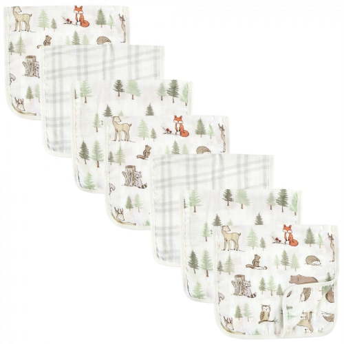 Hudson Baby Infant Boy Muslin Burp Cloth 7pk, Forest Animals, One Size