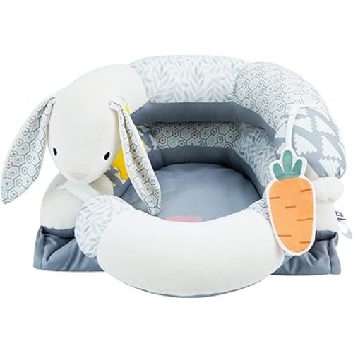 Lovvie & Joy 2-in-1 Tummy Time Mat & Seated Support Pillow,Baby Tummy Time Pillow Support for Newborns and Older Babies,with Detachable Support Pillow and Toys Rabbit