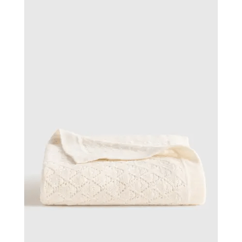 Washable Cashmere Pointelle Baby Blanket