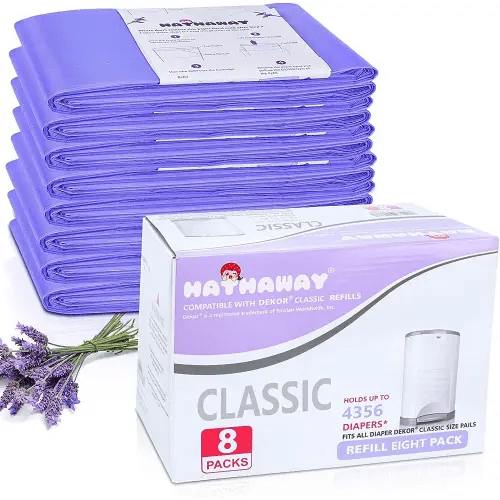 Refills Compatible with Dekor Classic Diaper Pail Refills 8 Pack Diaper Pail Liners Lavender Scent