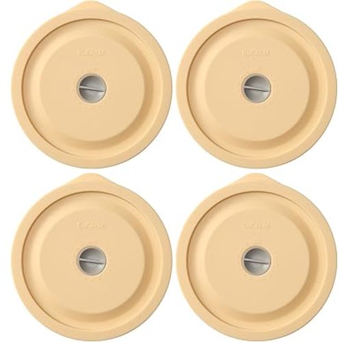 Replacement Lids for Pyrex 7200-PC 2 Cup, Silicone Round Storage Cover Lid for Anchor Hocking Glass Bowl 4 Pack with Date Mark Dark Blue