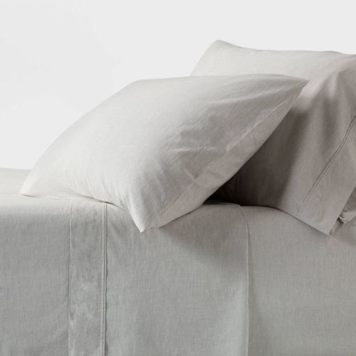 Twin XL/Twin 250 Thread Count Organic Percale Sheet Set Gray Chambray - Threshold™