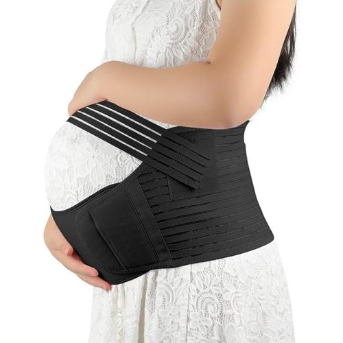 3-in-1 Maternity Abdominal Support Belt - Adjustable Pregnancy Belly Band for Prenatal & Postpartum Care, Relieves Back Pain - Machine Washable, Perfect for Expecting Moms
