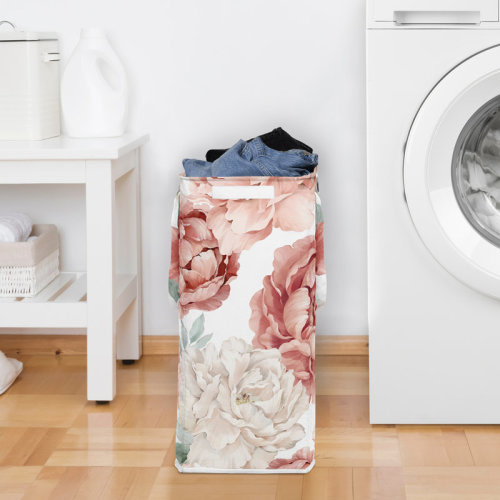 Sweet Jojo Designs Peony Floral Garden Pink and Ivory Foldable Laundry Hamper with Handles by Sweet Jojo Designs | Wayfair