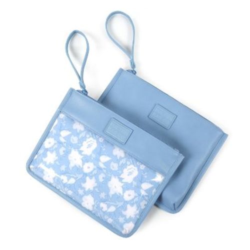 Fulton Bag Co. Leatherette Snack Pouch Sack 2pk - Powder Blue Floral: Zipper Closure