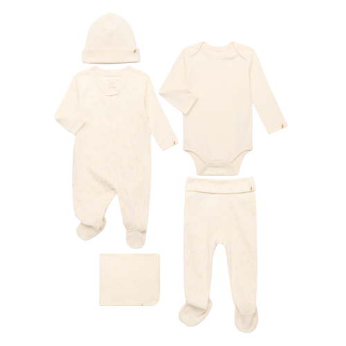 easy-peasy Baby Girls Organic Cotton Pajama Bundle, 5-Piece, Newborn-9M, Cozy & Snuggly