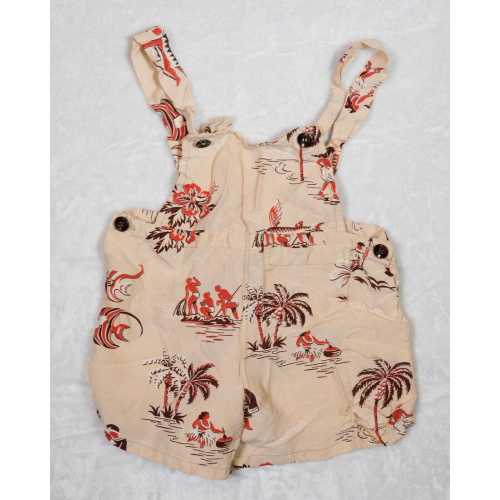 Vintage 1950s Aloha Hukilau Hula Tropical Romper 1 Piece Sunsuit Baby 3-6 Months Handmade?
