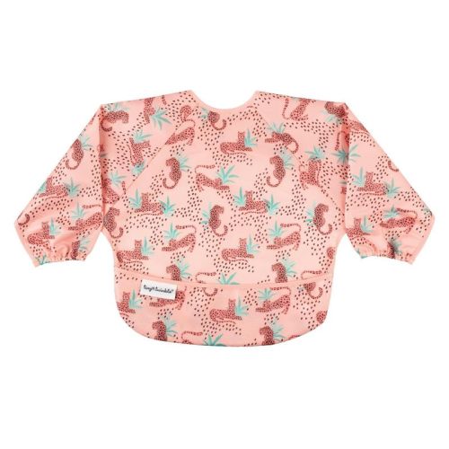 Tiny Twinkle Mess-proof/waterproof Long-sleeve Baby Bib, Machine Washable Smock For Eating (floral Blue, Large 2-4 Years)