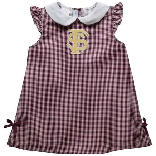 Infant Girls Vive La Fete Scarlet Florida State Seminoles Mini Check Pattern A-Line Dress