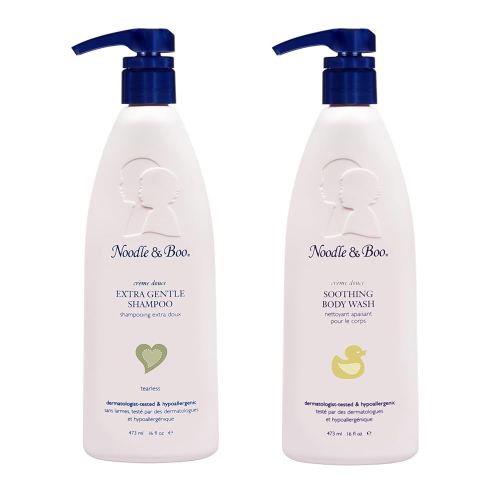 Noodle & Boo Extra Gentle Baby Shampoo (16 fl oz) & Soothing Body Wash (16 fl oz) Bundle | Tear-Free, Hypoallergenic, Plant-Based, Pediatrician-Tested, Baby Bath Essentials for Sensitive Skin & Scalp