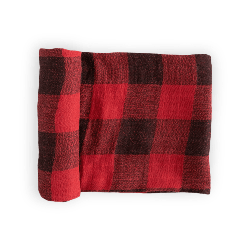 Cotton Muslin Swaddle Blanket - Red Plaid