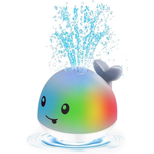 Baby Bath Toys 6-12-18 Months, Bath Toys for Kids Ages 1-3, Easter Basket Stuffers Gifts for Infants, Light Up Whale Bath Toys Sprinkler, Bathtub Pool Water Toys for Toddlers 1-3, 1st Birthday Gifts