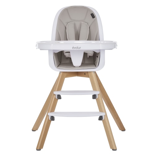 Evolur Zoodle 3-in-1 Highchair Booster Feeding Chair with Modern Design, Light Grey