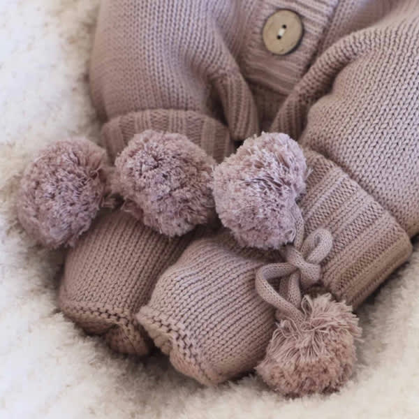 Knit Pom Pom Baby Booties | Caden Lane