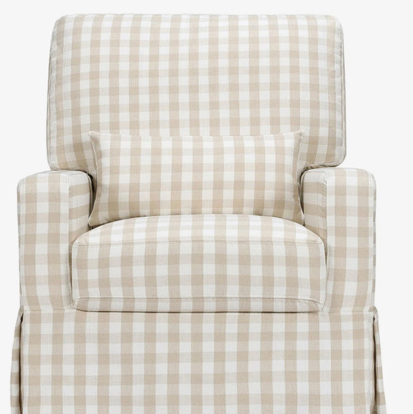 Crawford Pillowback Comfort Swivel Glider in Gingham