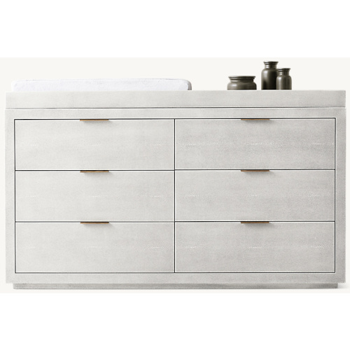 Clio Shagreen Wide Dresser & Topper Set - Brass | RH Baby & Child