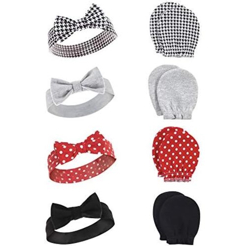 Hudson Baby Baby Girls' Cotton Headband and Scratch Mitten Set