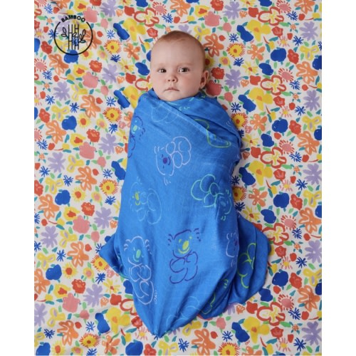 Kip&Co x Ken Done Koala Cuddles Blue Bamboo Swaddle