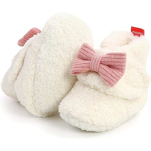 GDSDYM Baby Booties Cozy Fleece Slippers Soft Baby Shoes With Gripper Soles, Winter Warm Infant Newborn Crib Sock Shoes First Walkers