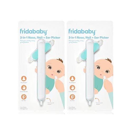 Frida Baby 3-in-1 Nose, Nail + Ear Picker [2 Count] by Frida Baby The Makers of NoseFrida The SnotSucker, Safely Clean Baby's Boogers, Ear Wax & More