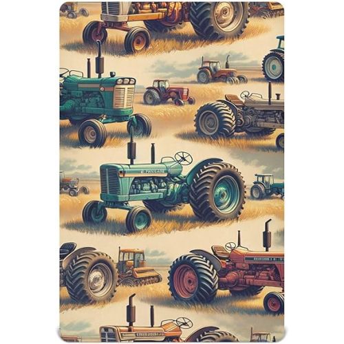 Vintage Farm Tractors Crib Sheets - Boys & Girls Cotton Crib Sheet for Standard Crib and Toddler Mattresses 52 X 28 Inch