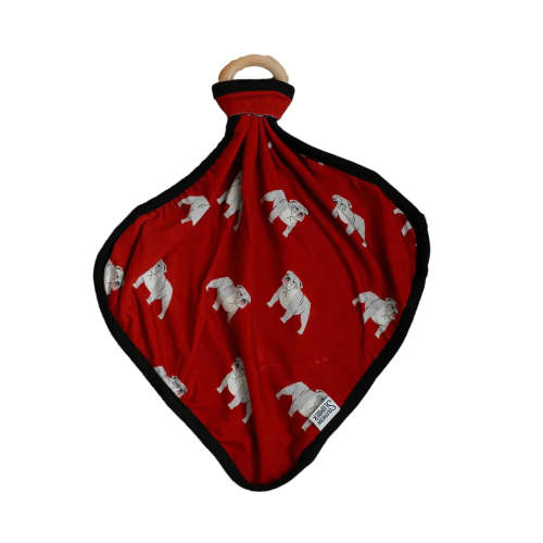 Red Bulldog Bamboo Lovie with Wooden Ring