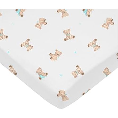American Baby Company 100% Natural Cotton Fitted Mini Crib Sheet 38" x 24" - Soft & Breathable Small Nesting Portable Crib Sheet, Fits Pack N Play Mattresses, Bear, for Boys & Girls